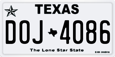 TX license plate DOJ4086