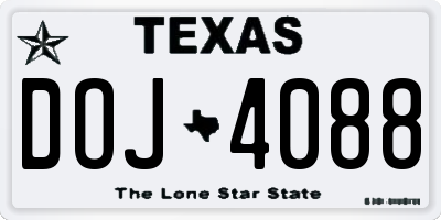 TX license plate DOJ4088