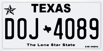 TX license plate DOJ4089