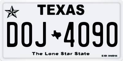 TX license plate DOJ4090