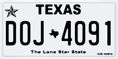 TX license plate DOJ4091