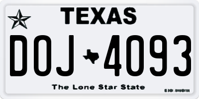 TX license plate DOJ4093