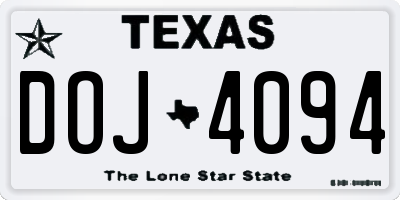 TX license plate DOJ4094