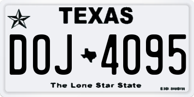 TX license plate DOJ4095