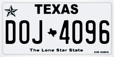 TX license plate DOJ4096
