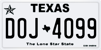 TX license plate DOJ4099