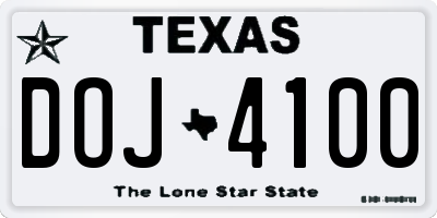 TX license plate DOJ4100