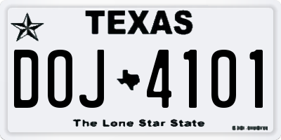 TX license plate DOJ4101