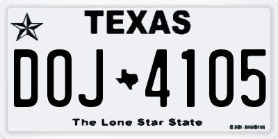 TX license plate DOJ4105