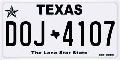 TX license plate DOJ4107