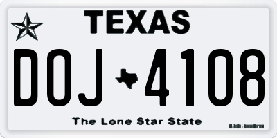 TX license plate DOJ4108