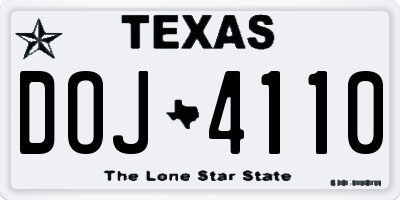 TX license plate DOJ4110
