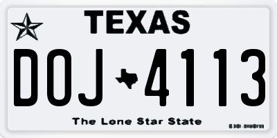 TX license plate DOJ4113