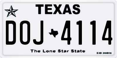 TX license plate DOJ4114