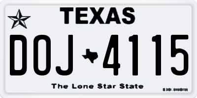 TX license plate DOJ4115