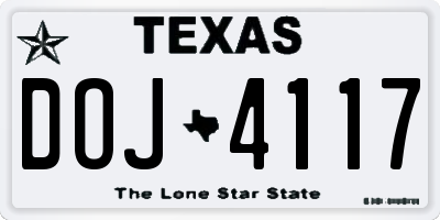 TX license plate DOJ4117