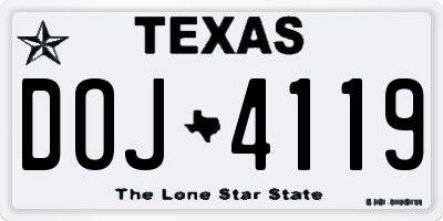 TX license plate DOJ4119