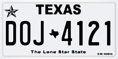 TX license plate DOJ4121
