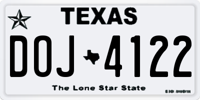 TX license plate DOJ4122