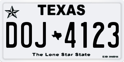 TX license plate DOJ4123