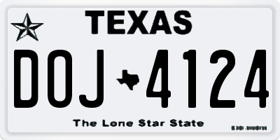 TX license plate DOJ4124