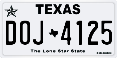 TX license plate DOJ4125
