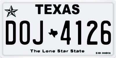 TX license plate DOJ4126