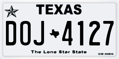 TX license plate DOJ4127