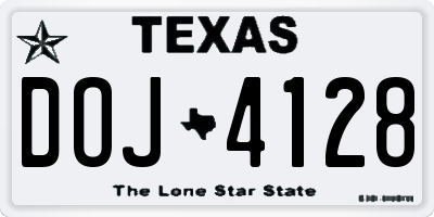 TX license plate DOJ4128