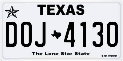 TX license plate DOJ4130