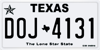 TX license plate DOJ4131