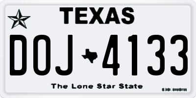 TX license plate DOJ4133