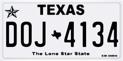 TX license plate DOJ4134