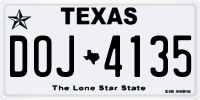 TX license plate DOJ4135