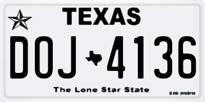 TX license plate DOJ4136