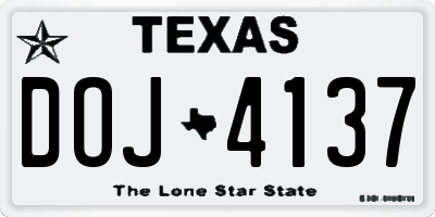 TX license plate DOJ4137