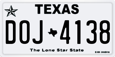 TX license plate DOJ4138