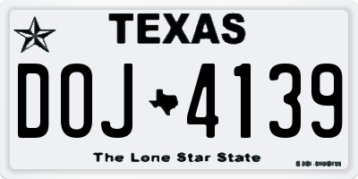 TX license plate DOJ4139
