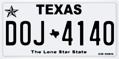 TX license plate DOJ4140