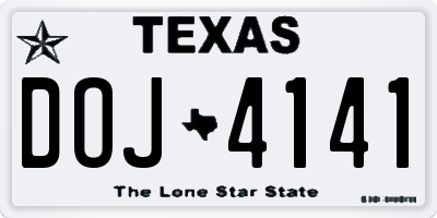TX license plate DOJ4141