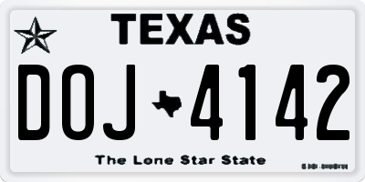 TX license plate DOJ4142
