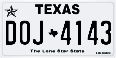 TX license plate DOJ4143