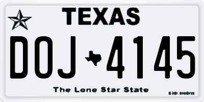 TX license plate DOJ4145