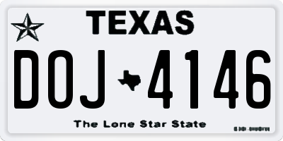 TX license plate DOJ4146