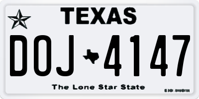 TX license plate DOJ4147