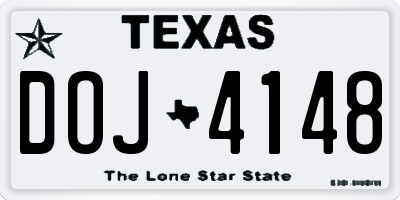 TX license plate DOJ4148