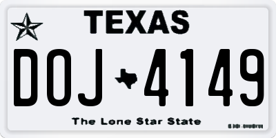 TX license plate DOJ4149