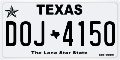 TX license plate DOJ4150