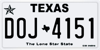 TX license plate DOJ4151