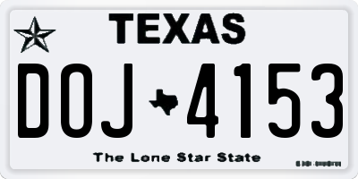 TX license plate DOJ4153